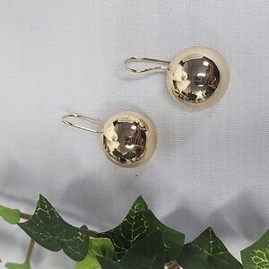 Gold Filled Half Sphere Drop Earrings New